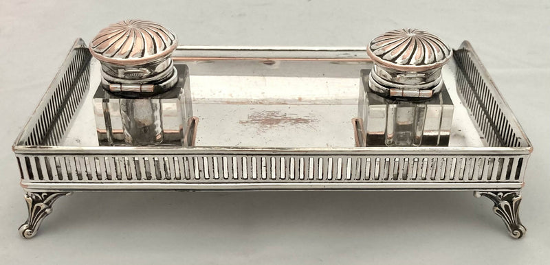 Georgian, George III, Old Sheffield Plate Three Quarter Gallery Inkstand, circa 1810.
