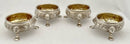 Georgian, George II, Set of Four Silver Salts. London 1742 Edward Wood. 9 troy ounces.