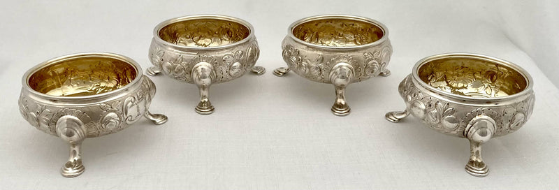 Georgian, George II, Set of Four Silver Salts. London 1742 Edward Wood. 9 troy ounces.