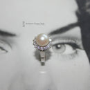 Vintage 18ct White Gold Cultured Pearl & Diamond Cluster Ring