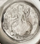 19th Century Silver Plate on Copper Ale Jug with 1770 Halfpenny Coin Inset.