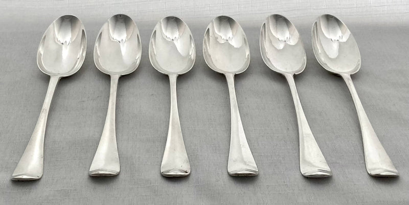 Georgian, George II, Set of Six Silver Hanoverian Pattern Tablespoons. London 1742 Ebenezer Coker. 12 troy ounces.