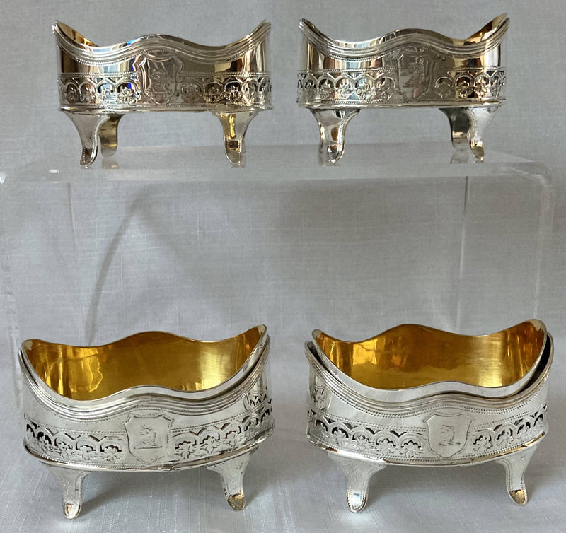 Georgian, George III, Set of Four Silver Salts. London 1793 Henry Chawner. 5.3 troy ounces.