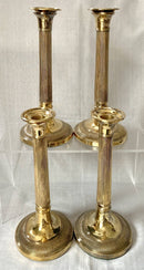 Early 19th Century Set of Four Gilded Old Sheffield Plate Candlesticks.