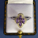 Silver Amethyst and Diamond Ring Size O