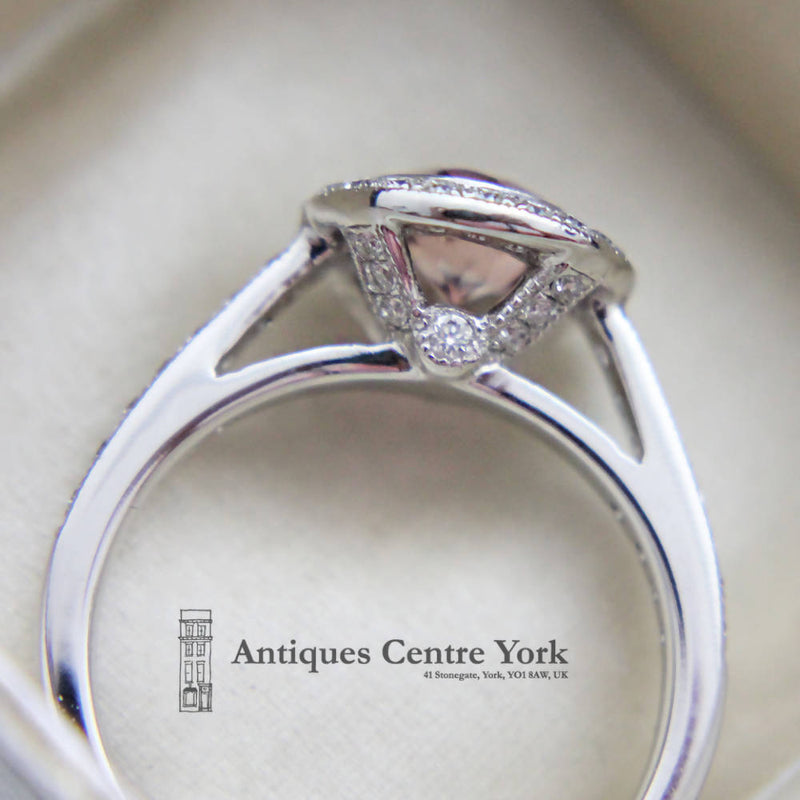 18ct White Gold Pink Tourmaline & Diamond Cluster Ring
