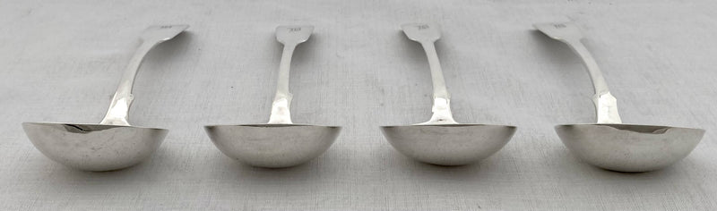 Early Victorian set of four sauce ladles. London 1839 William Eaton. 8.9 troy ounces.