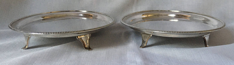 Georgian, George III period, pair of Old Sheffield Plate oval salvers with beaded decoration, circa 1780 - 1800.