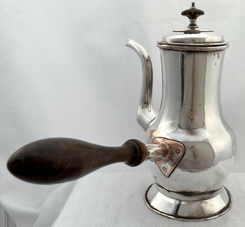 Georgian, George III, Old Sheffield Plate Side Handled Coffee Pot, circa 1770.