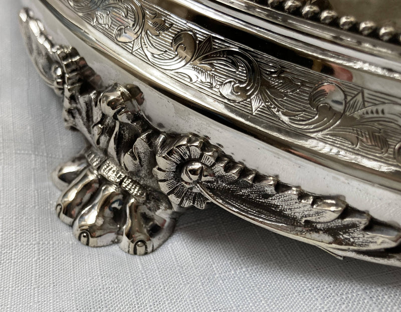 Victorian Silver Plated & Cut Glass Centrepiece with Mirrored Plateau. Henry Wilkinson & Co. of Sheffield, circa 1850 - 1870.