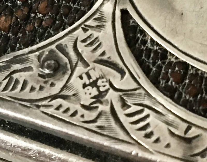 Edwardian gentleman's silver mounted leather card case. London 1903 Henry Marshall.