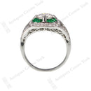 Handmade Platinum Emerald & Diamond Cluster Ring