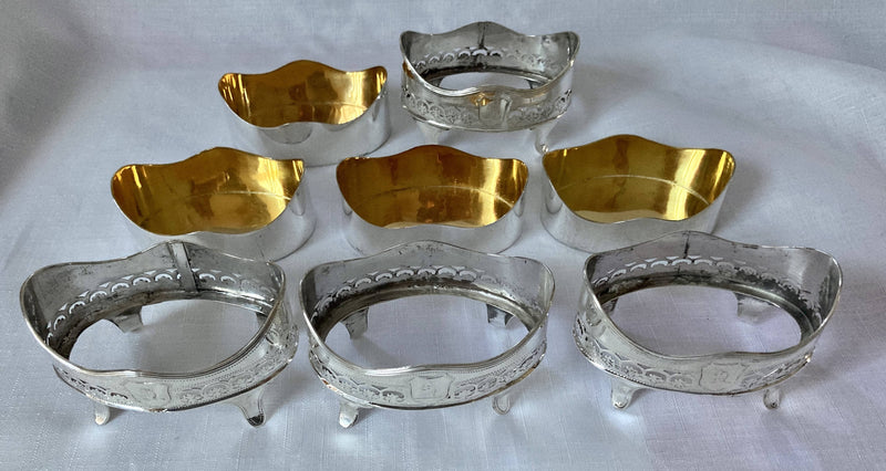 Georgian, George III, Set of Four Silver Salts. London 1793 Henry Chawner. 5.3 troy ounces.