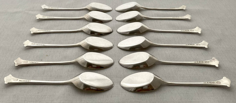 Victorian Cased Set of Twelve Silver Plated & Gilded Ice Cream Spades. Mappin & Webb, circa 1887.