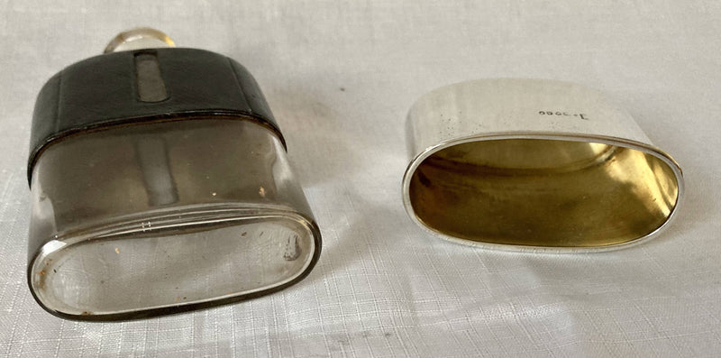 Asprey, Victorian, Silver and Leather Clad Hip Flask. London 1876 Charles Asprey & Charles Asprey Junior.