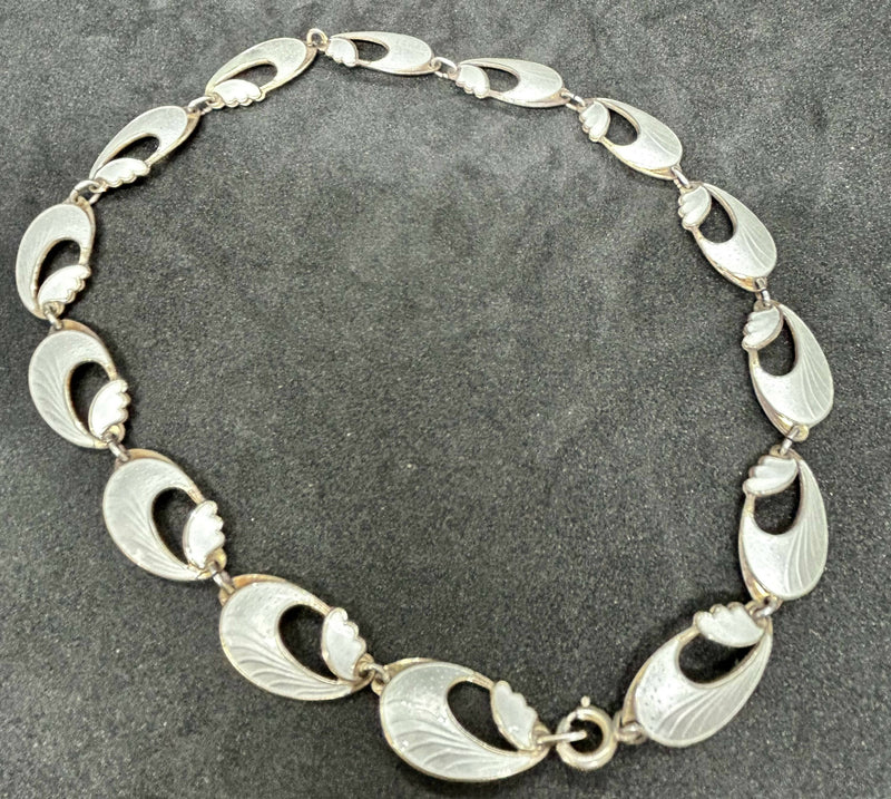 Modern Mid Century Scandinavian Finn Jensen 1950's Norwegian Silver Gilt Enamel Necklace