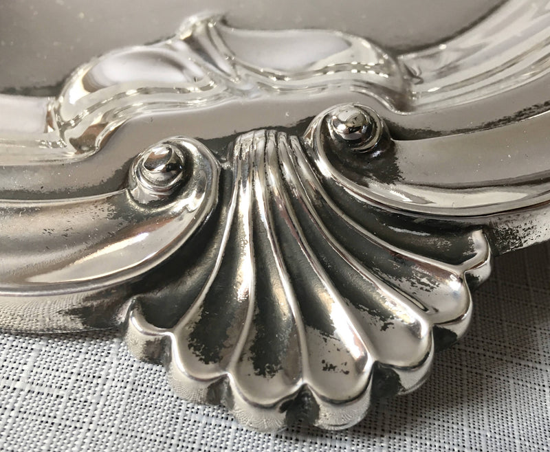 Elizabeth II Georgian style silver plated, twin handled, serving tray. William Suckling, Birmingham.
