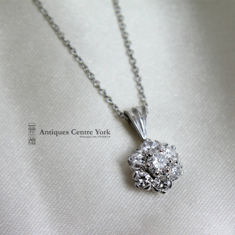 18ct White Gold Diamond Cluster Pendant 0.60ct