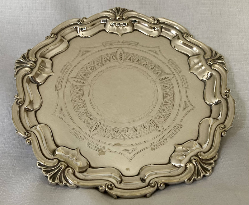 Ornate Early 20th Century Silver Plated Waiter. D.G. Collins.