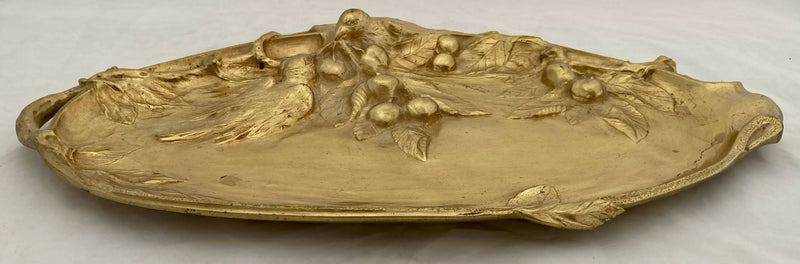 Late 19th Century French Naturalistic Gilt Metal High Relief Tray.