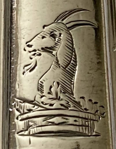 Georgian, George III, Crested Silver Dessert Knives & Forks for Twelve Persons. London 1799 & 1801 Moses Brent.