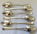 Georgian, George III, set of six silver teaspoons. London 1798 Samuel Godbehere & Edward Wigan. 2.57 troy ounces.