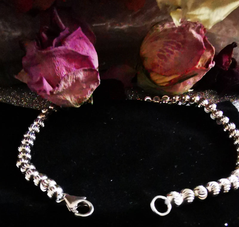 New Diamond Cut Silver Beads Necklace - 20"