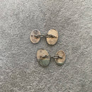 Silver enamel football cufflinks