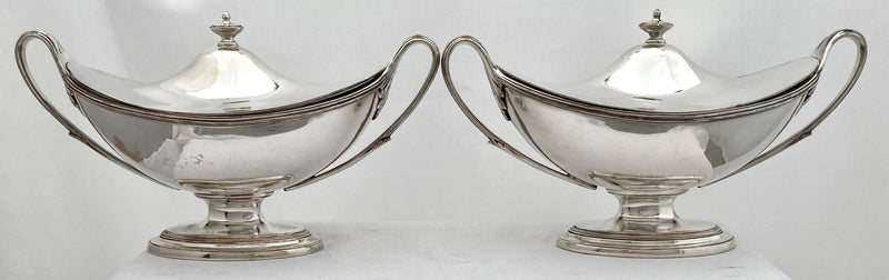 Georgian, George III, Pair of Old Sheffield Plate Sauce Tureens. Circa 1790.