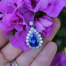 Stunning Handmade 18ct White Gold Tanzanite & Diamond Pendant