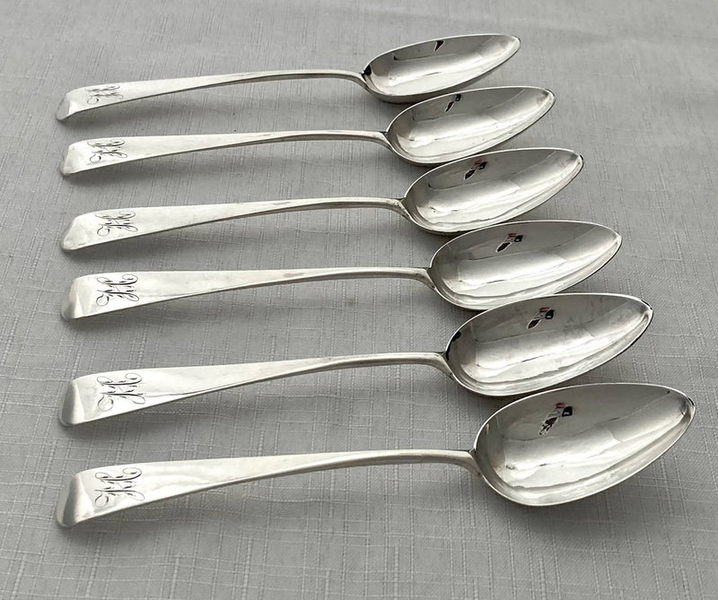 Georgian, George III, Set of Six Silver Teaspoons. London 1805 George Wintle. 2.8 troy ounces.