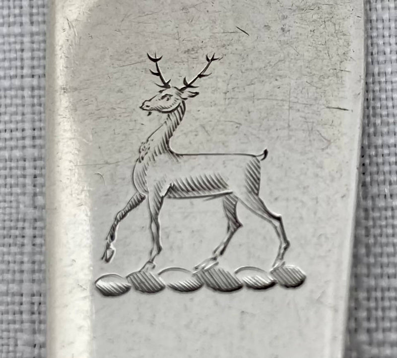 Georgian, George IV, Six Silver Crested Dessert Forks. York 1825 Barber, Cattle & North. 7.5 troy ounces. 