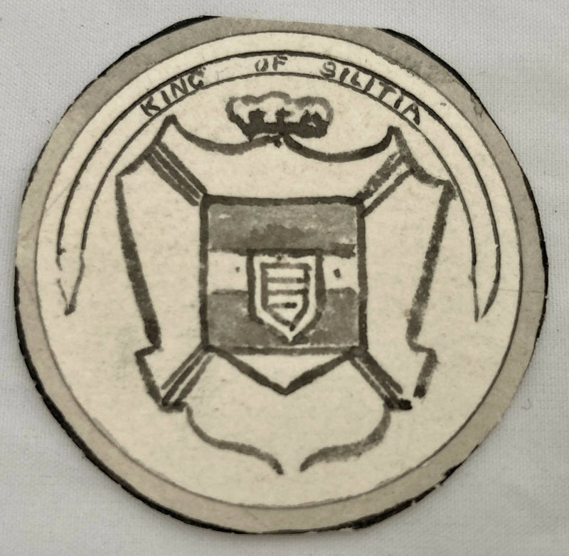 19th Century Boxwood Counter Box Enclosing Nine Armorial Watercolour Roundels.