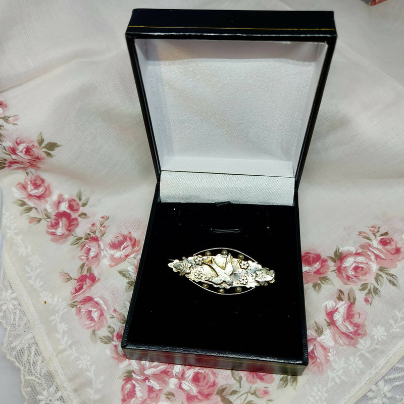 Victorian Silver Swallow Sweetheart Bar Brooch