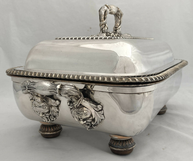 Georgian Old Sheffield Plate Entree Dish & Mask Head Warming Stand.