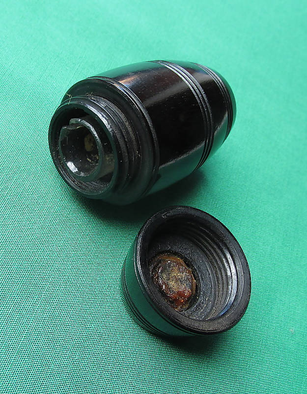 Lignum Vitae Barrel Shaped Travelling Inkwell/Ring Turned Decoration
