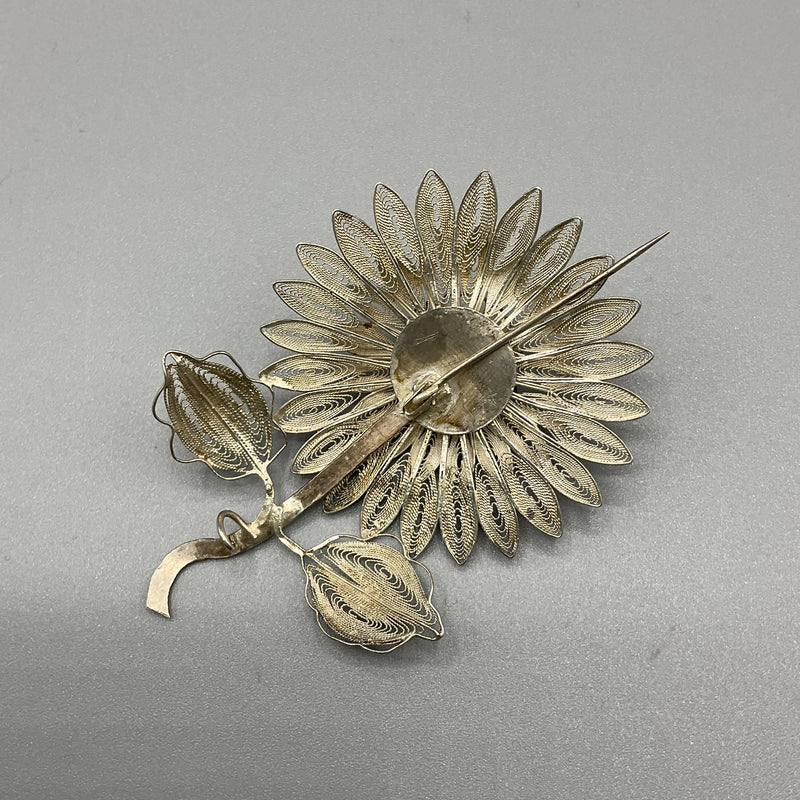 Silver filigree brooch