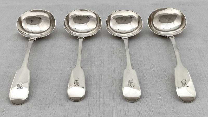 Early Victorian set of four sauce ladles. London 1839 William Eaton. 8.9 troy ounces.