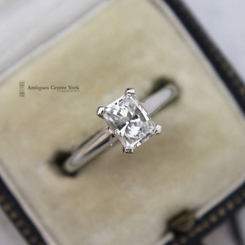 Platinum Certified Radiant Cut Diamond 0.93ct Solitaire Ring