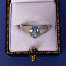 9ct Gold Blue Topaz and Diamond Ring Size N