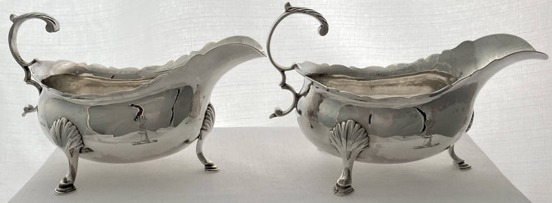 Georgian, George III, Pair of Silver Sauce Boats. London 1761 David Mowden. 14.2 troy ounces.