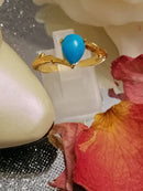 New Arizona Sleeping Beauty Turquoise in Yellow Gold Overlay Sterling Silver - Size N/O