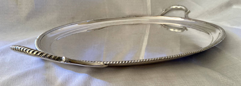 Georgian, George III period, Old Sheffield Plate serving tray from the Bull & Mouth Coaching Inn, City of London, circa 1790 - 1810.