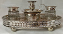 Georgian, George III, Old Sheffield Plate Pierced Gallery Inkstand, circa 1780 - 1800.