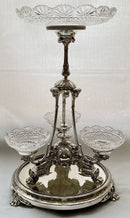 Victorian Silver Plated & Cut Glass Centrepiece with Mirrored Plateau. Henry Wilkinson & Co. of Sheffield, circa 1850 - 1870.