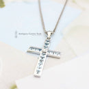 18ct White Gold Aquamarine & Diamond Cross