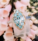 New Paraibe Apatite Cluster Ring  in Sterling Silver - Size P/Q