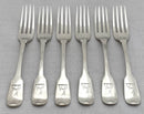 Georgian, George IV, Six Silver Crested Dessert Forks. York 1825 Barber, Cattle & North. 7.5 troy ounces. 
