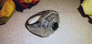 New Russian Diopside and Natural Cambodian Zircon Ring (Size Y)