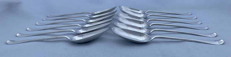 Georgian, George II, set of Twelve Scottish Silver Tablespoons. Edinburgh 1754 Lothian & Robertson. 27 troy ounces.